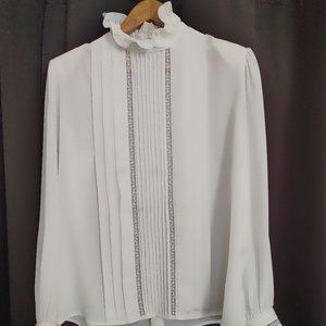 Lloyd Williams vintage pleated and ruffled button up blouse